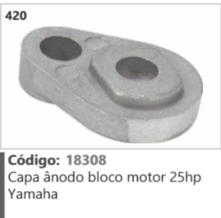 420 Código 18308 Capa ânodo bloco motor 25hp Yamaha