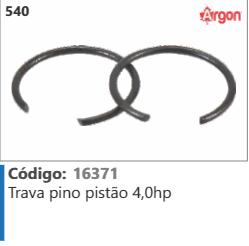 540 Código 16371 Trava pino pistão 4,0hp ARGON