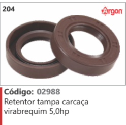 204 Código 02988 Retentor tampa carcaça virabrequim 5,0hp ARGON