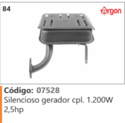 84 Código 07528 Silencioso gerador completo 1.200W 2,5hp ARGON
