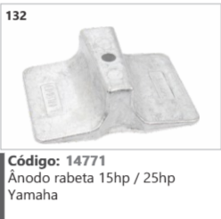 132 Código 14771 Anodo rabeta 15hp / 25hp Yamaha