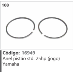 108 Código 16949 Anel pistão Standard 25hp (jogo) Yamaha