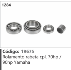 1284 Código 19675 Rolamento rabeta completo 70hp / 90hp Yamaha