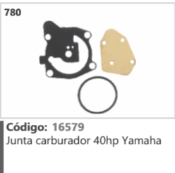 780 Código 16579 Junta carburador 40hp Yamaha