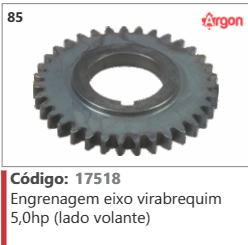 85 Código 17518 Engrenagem eixo virabrequim 5,0hp (lado volante) ARGON