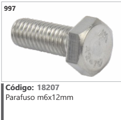 997 Código 18207 Parafuso m6x12mm