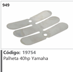 949 Código 19754 Palheta 40hp Yamaha