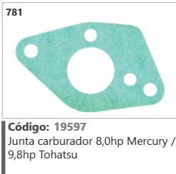 781 Código 19597 Junta carburador 8,0hp Mercury / 9,8hp Tohatsu