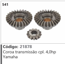 541 Código 21878 Coroa transmissão completo 4,0hp Yamaha
