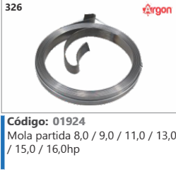 326 Código 01924 Mola partida 8,0 / 9,0 / 11,0/13,0 /15,0/16,0hp ARGON