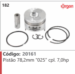 182 Código 20161 Pistão 78,2mm “025” completo 7,0hp ARGON