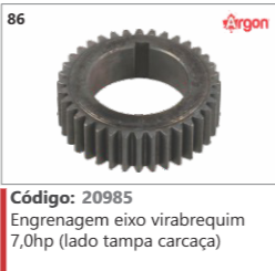 86 Código 20985 Engrenagem eixo virabrequim 7,0hp (lado tampa carcaça) ARGON