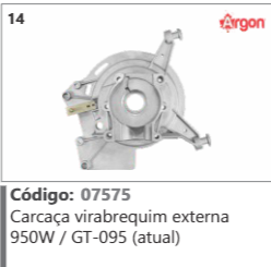 14 Código 07575 Carcaça virabrequim externa 950W / GT-095 (atual) ARGON