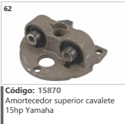 62 Código 15870 Amortecedor superior cavalete 15hp Yamaha