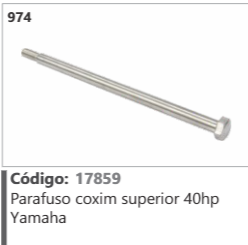 974 Código 17859 Parafuso coxim superior 40hp Yamaha