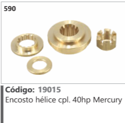 590 Código 19015 Encosto hélice completo 40hp Mercury