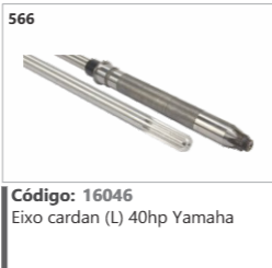 566 Código 16046 Eixo cardan (L) 40hp Yamaha