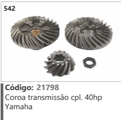 542 Código 21798 Coroa transmissão completo 40hp Yamaha