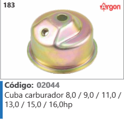 183 Código 02044 Cuba carburador 8,0 /9,0/11,0/ 13,0/150/160hp ARGON