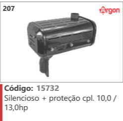 207 Código 15732 Silencioso + proteção completo 10,0 / 13,0hp ARGON