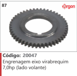 87 Código 20047 Engrenagem eixo virabrequim 7,0hp (lado volante) ARGON