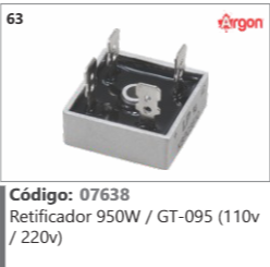 63 Código 07638 Retificador 950W / GT-095 (110v / 220v) ARGON