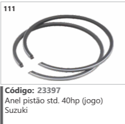 111 Código 23397 Anel pistão Standard 40hp (jogo) Suzuki