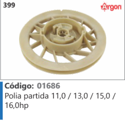 399 Código 01686 Polia partida 11,0 / 13,0 /15,0/ 16,0hp ARGON