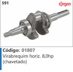 591 Código 01807 Virabrequim horizontal 8,0hp (chavetado) ARGON