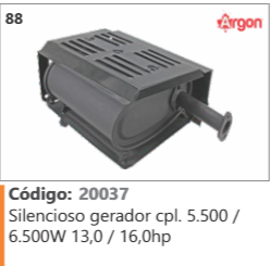 88 Código 20037 Silencioso gerador completo 5.500 / 6.500W 13,0 / 16,0hp ARGON