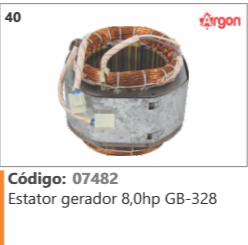 40 Código 07482 Estator gerador 8,0hp GB-328 ARGON