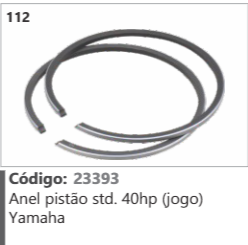 112 Código 23393 Anel pistão Standard 40hp (jogo) Yamaha