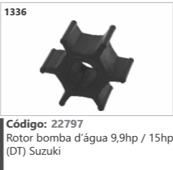 1336 Código 22797 Rotor bomba d'água 9,9hp / 15hp (OT) Suzuki