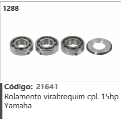 1288 Código 21641 Rolamento virabrequim completo 15hp Yamaha