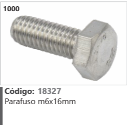 1000 Código 18327 Parafuso m6x16mm