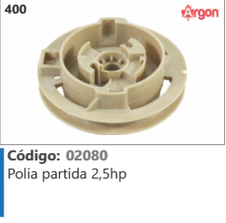 400 Código 02080 Polia partida 2,5hp ARGON