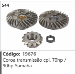 544 Código 19676 Coroa transmissão completo 70hp / 90hp Yamaha