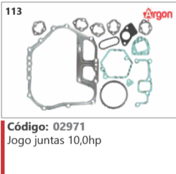 113 Código 02971 Jogo juntas 10,0hp ARGON