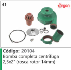 41 Código 20104 Bomba compressor eta centrifuga 2,5x2” (rosca rotor 14mm) ARGON