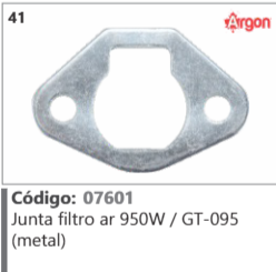 41 Código 07601 Junta filtro ar 950W / GT-095 (metal) ARGON