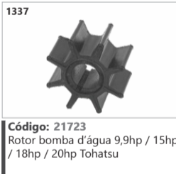 1337 Código 21723 Rotor bomba d'água 9,9hp / 15h // 18hp / 20hp Tohatsu