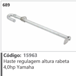 689 Código 15963 Haste regulagem altura rabeta 4,0hp Yamaha