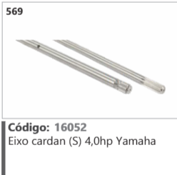 569 Código 16052 Eixo cardan (5) 4,0hp Yamaha