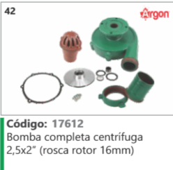 42 Código 17612 Bomba compressor eta centrifuga 2,5x2" (rosca rotor 16mm) ARGON