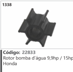 1338 Código 22833 Rotor bomba d'água 9,9hp / 15h Honda