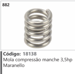 882 Código 18138 Mola compressor essão manche 3,5hp Maranello