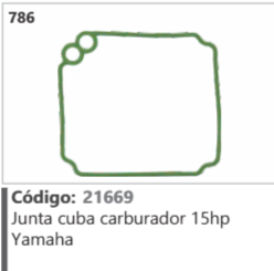 786 Código 21669 Junta cuba carburador 15hp Yamaha