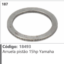 187 Código 18493 Arruela pistão 15hp Yamaha