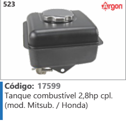 523 Código 17599 Tanque combustível 2,8hp completa (mod. Mitsubishi / Honda) ARGON