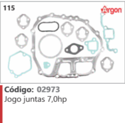 115 Código 02973 Jogo juntas 7,0hp ARGON